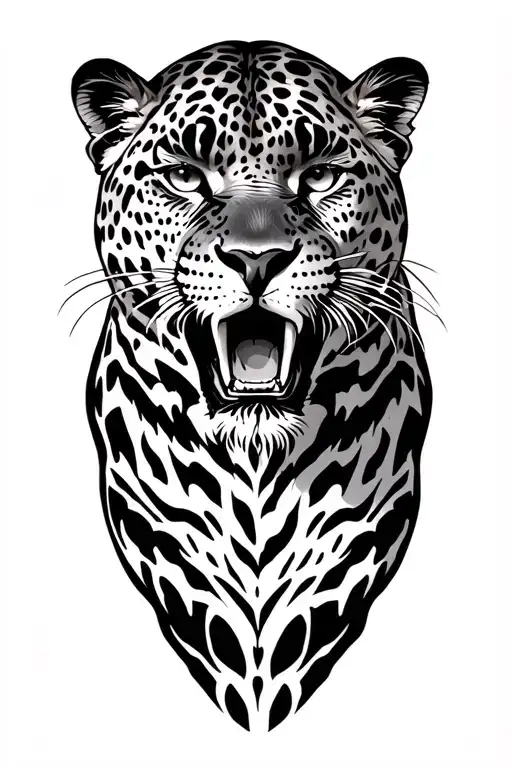 Leopard Growling Towards Sky