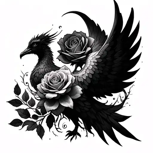 Dying Rose Turns Into Phoenix Wings Turn Into Yggdrasil