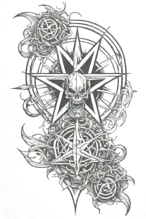 Anarchy Symbol Demons Flying Half Sleeve Tattoo Design