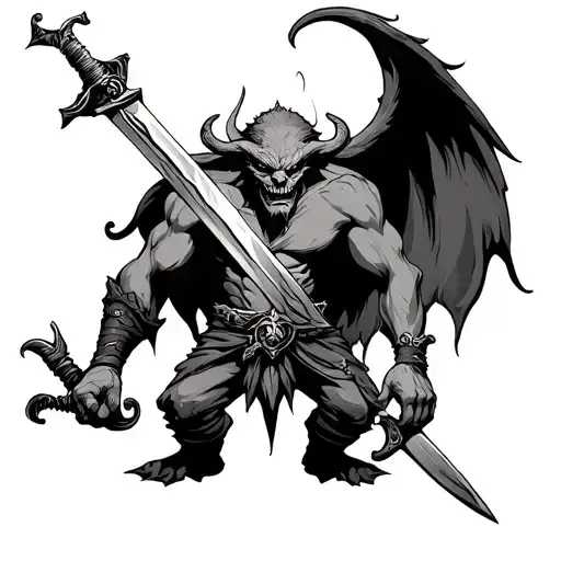 Evil Demon Old School With A Sword
