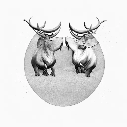 Ox And Warrior Fighting