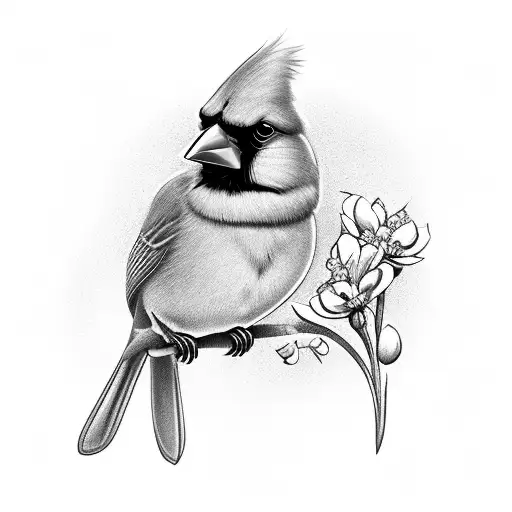 Cardinal With Flowers