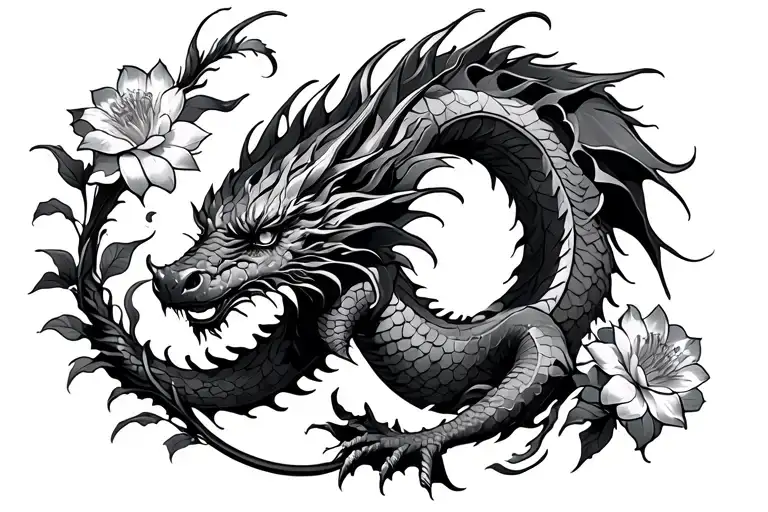 Flowers Circling A Dragon