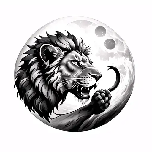 Moon And Lion Playing