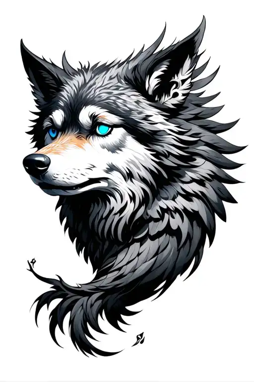 Phoenix And Wolf Blue Eyes