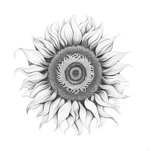 A Black And Grey Portrait Of A Sunflower With A Galaxy Background