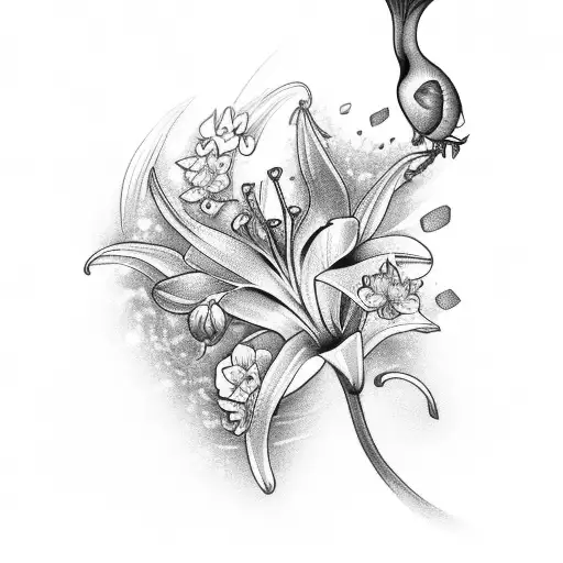 Nightingale With Flower Lily