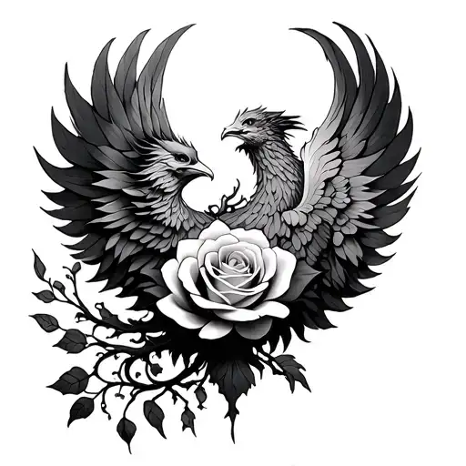 Dying Rose Phoenix Yggdrasil