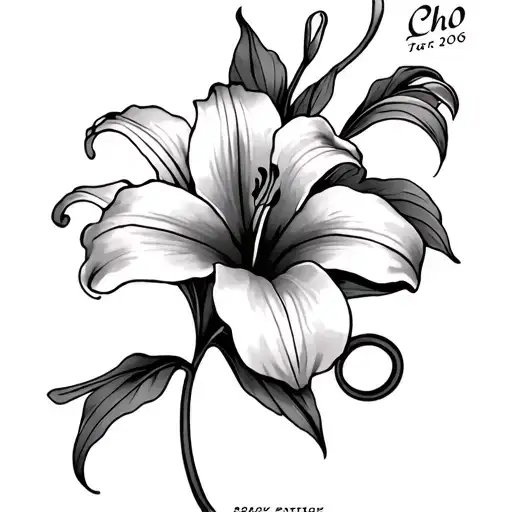 Tiger Lily Flowers With 2000S Inspired Swirls And The Year 2006