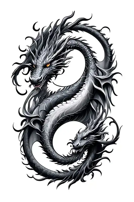 2 Dragons Yin Yang Symbol Formed