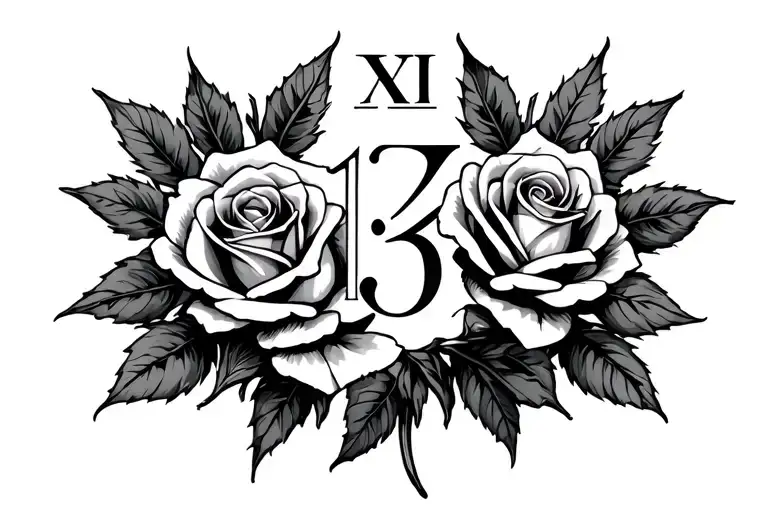 Roses Surrounding Roman Numerals For September 13Th