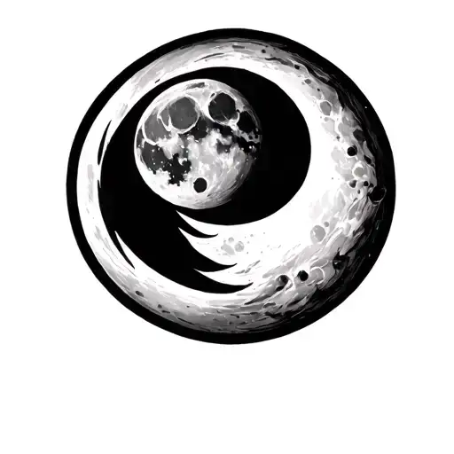 Whole Moon Inside Crescent Moon