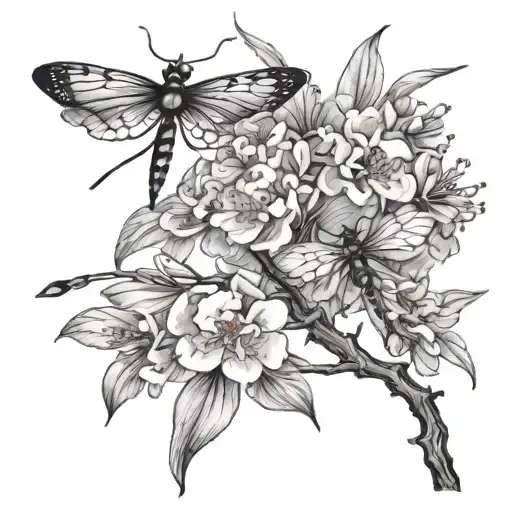 Cherry Tree Turning Into Dragonflies Flying