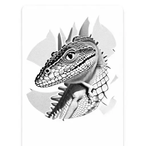 A Realistic Black And Grey Tattoo Of A Lizard Playing Cards With A Family Of Other Animals