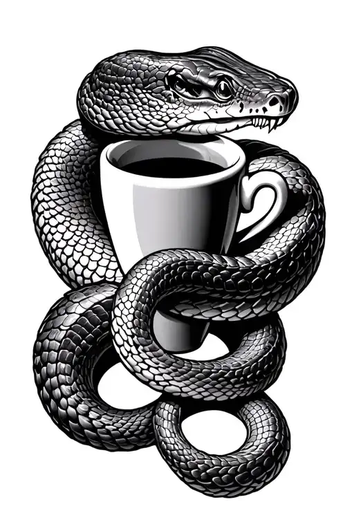 Snake Hollding A Coffee Cup