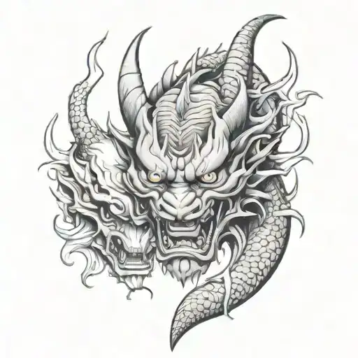 Dragon And Hannya Mask