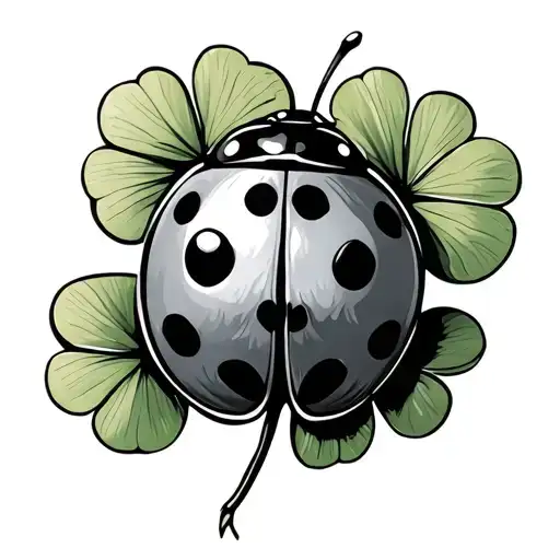Lady Bug On A Four Leaf Clover