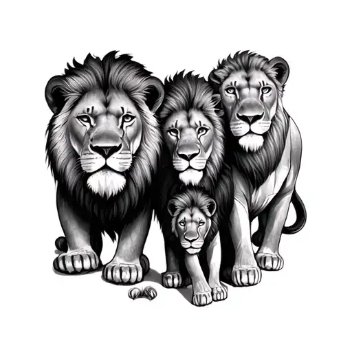 3 Lions Family Mom Dad Daughter