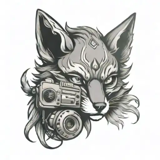 Playing Console In A Fox Mask