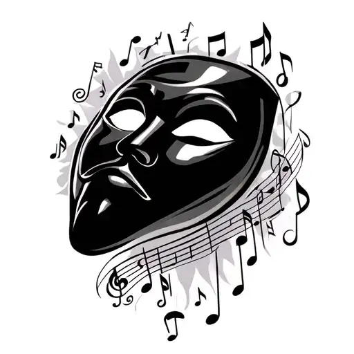 Theater Mask With Music Notes