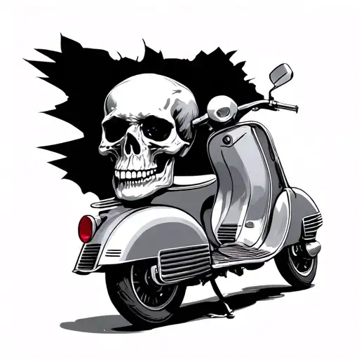 Skull On A Old Vespa Scooter