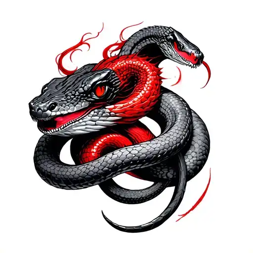 Red Headed Snake Cyberpunk Style