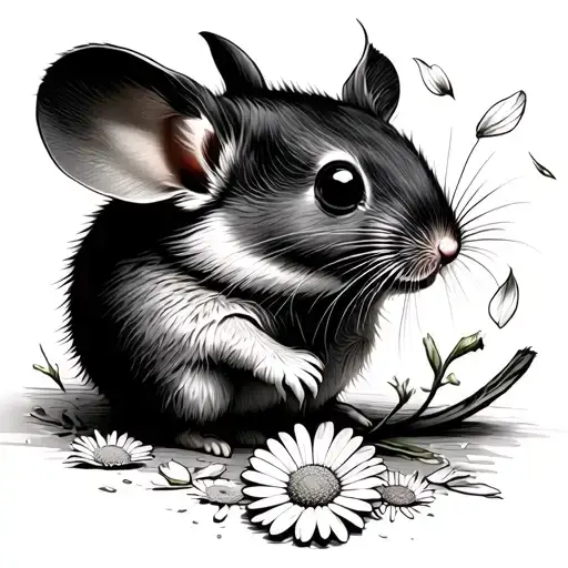 Mouse Holding Daisy Dropping Petals Falling