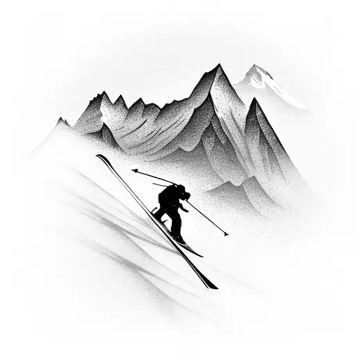 A Skier Gliding Down A Mountain With A Black-grey Skyline