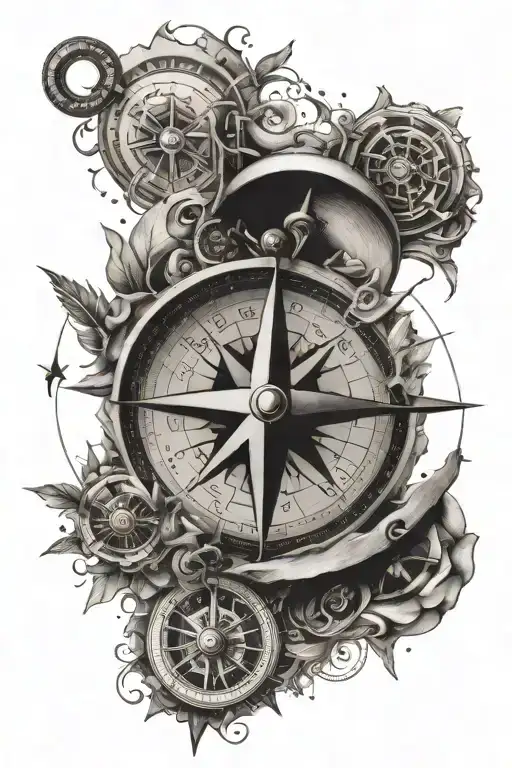 Compass Surrounded By Various