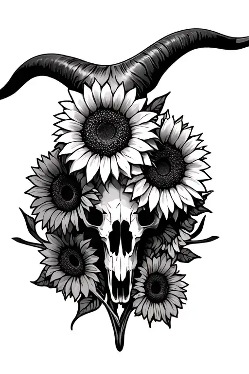 Longhorn Skull Sunflowers