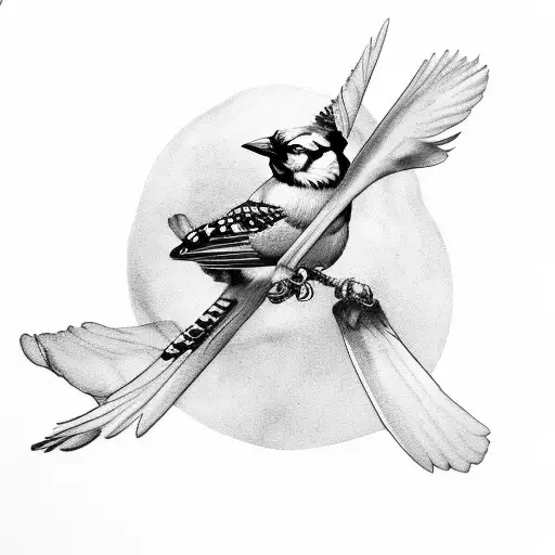 Blue Jay Holding Skull While Flying