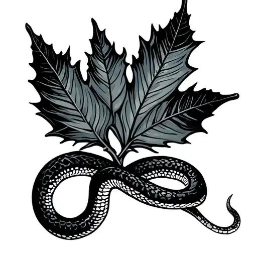 Aspen Leaf With Snake