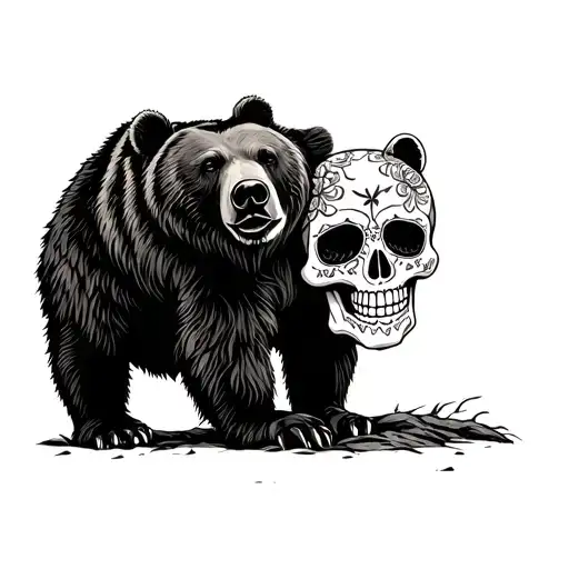 Grizzly Bear And Sugar Skulls