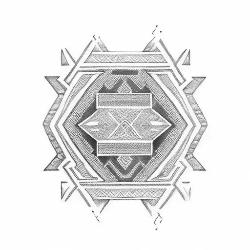 Black And Gray Aztec Pattern Tattoo Sleeve