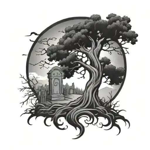 Grim Reaper Cemetary Symbol Tree