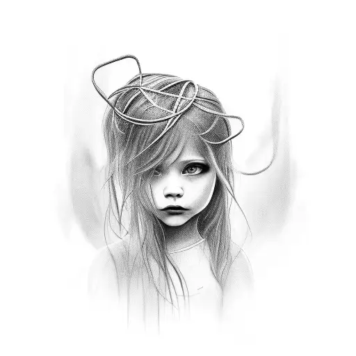 An Artistictrinit Your Daughter's Portrait Entwined In A Beautiful And Abstract Design