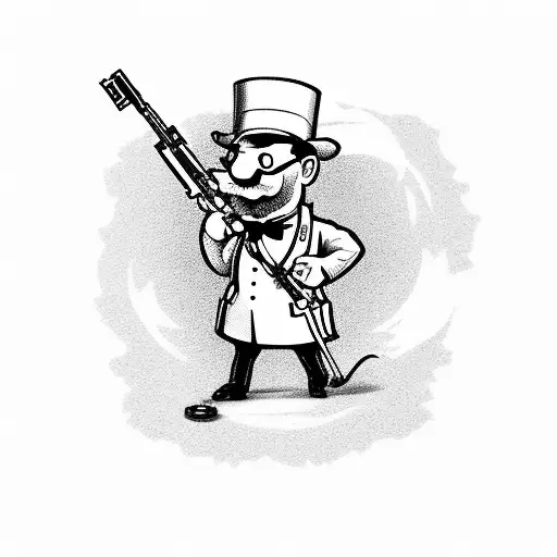 Monopoly Man With Ar 15 Over A Money Rose And Only God Can Judge Me In Script