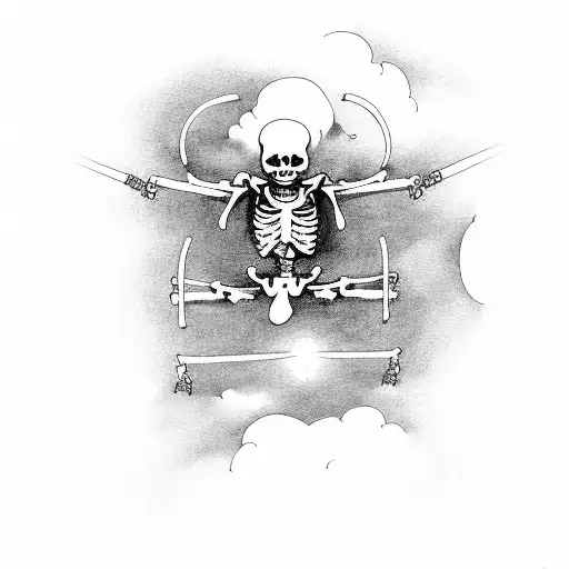 Skeleton Jumping From Plane