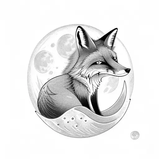 A Fox Sitting On The Top Of Mountain Staring At Moon