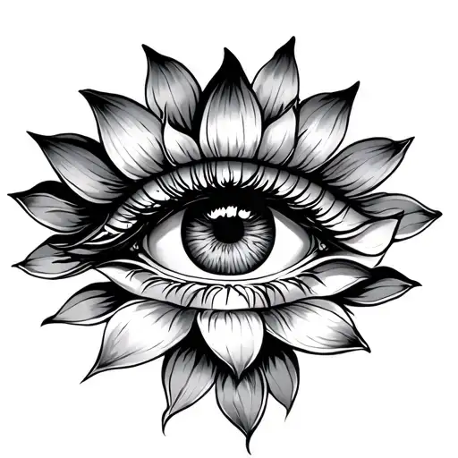 All Seeing Eye And Lotus Flower