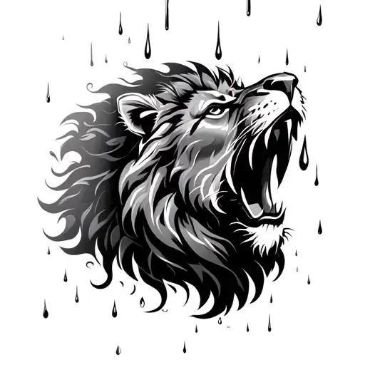 Rain With A Prideful Lion Roaring As A Sleeve