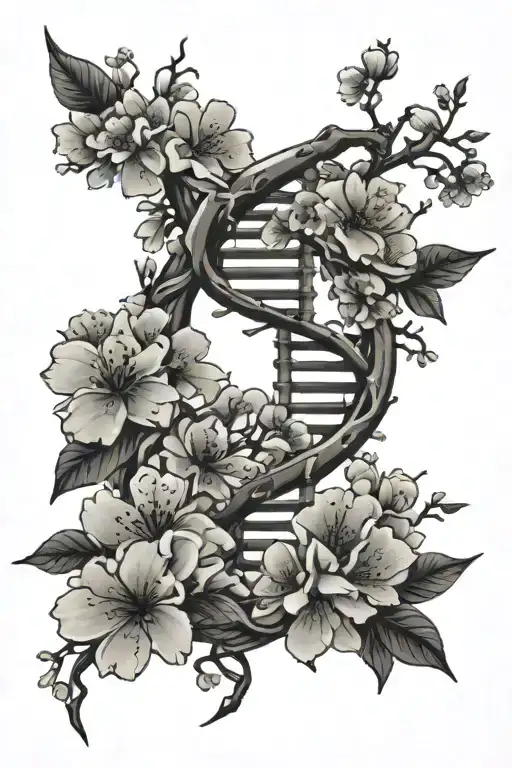 Dna Helix Cherry Blossom Tree Cyberpunk
