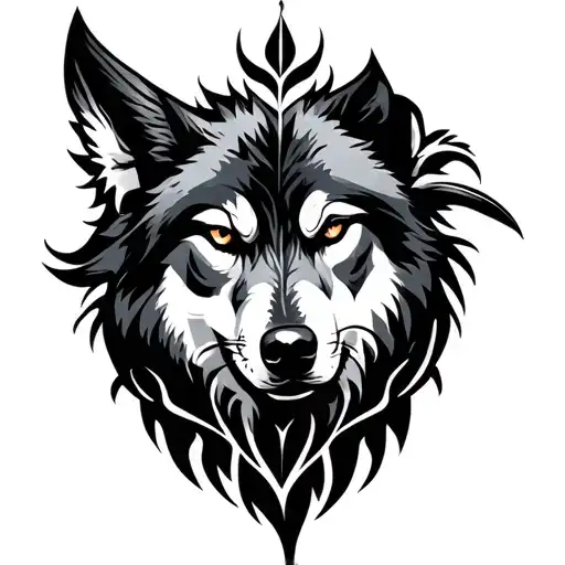 Elegant But Tribal Design Will And Raven And Wolf