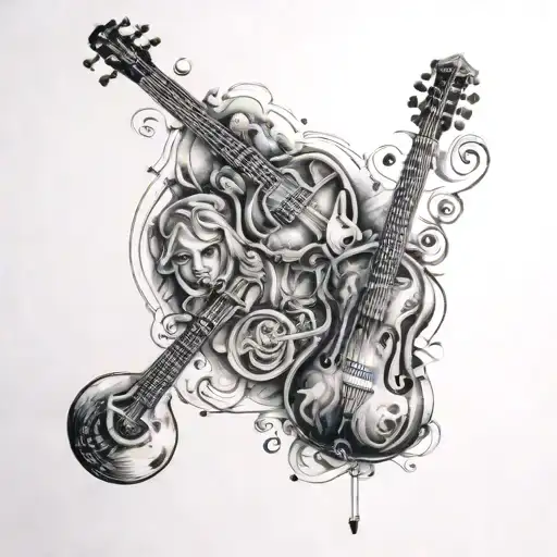 A Family Portrait With Each Member Represented By A Different Musical Instrument