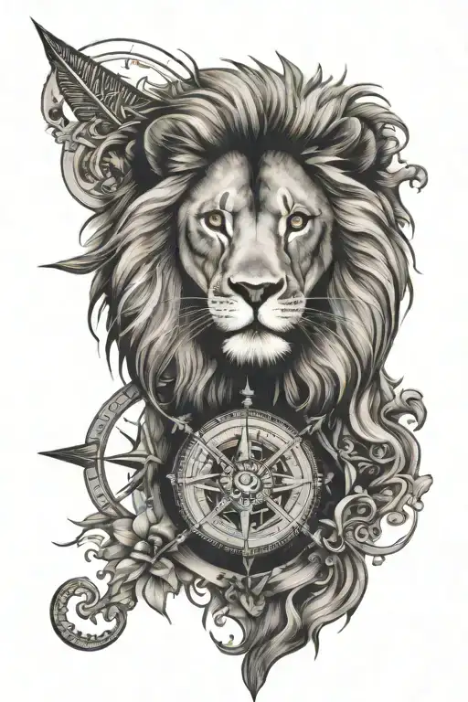 Lion And A Compass Rose