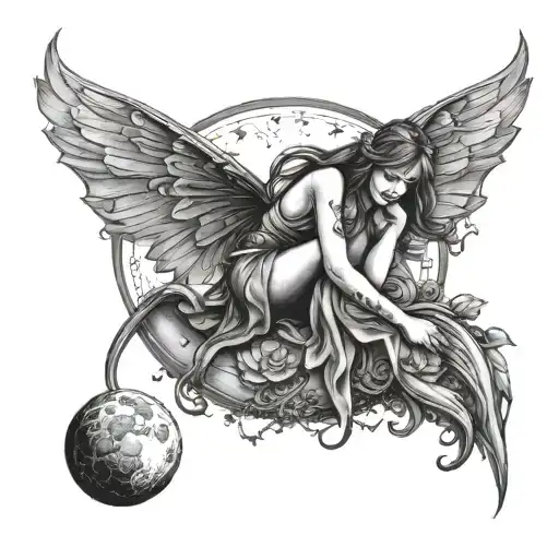 Fairy Sitting On Moon