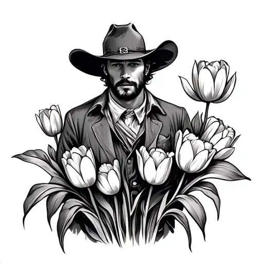 Cowboy And Tulips