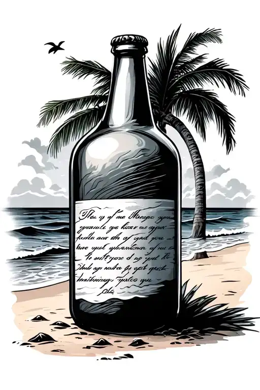 Beach With A Bottle And A Message Written