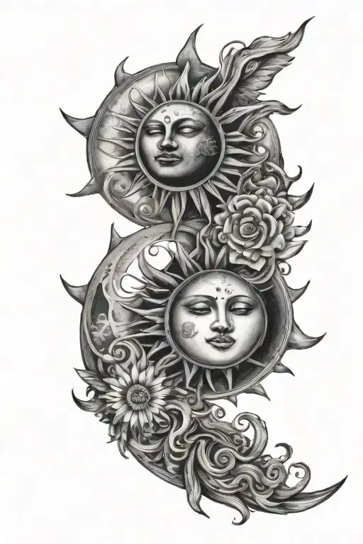 Sun And Moon Merging Together