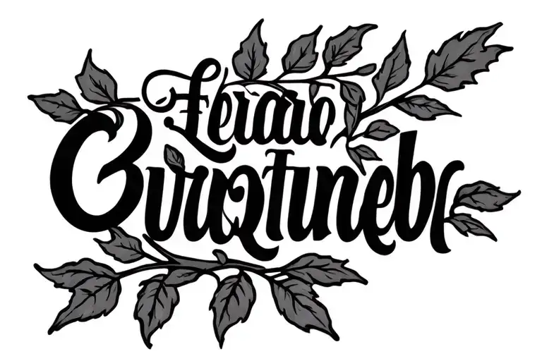 Lettering With Branch And Leaf